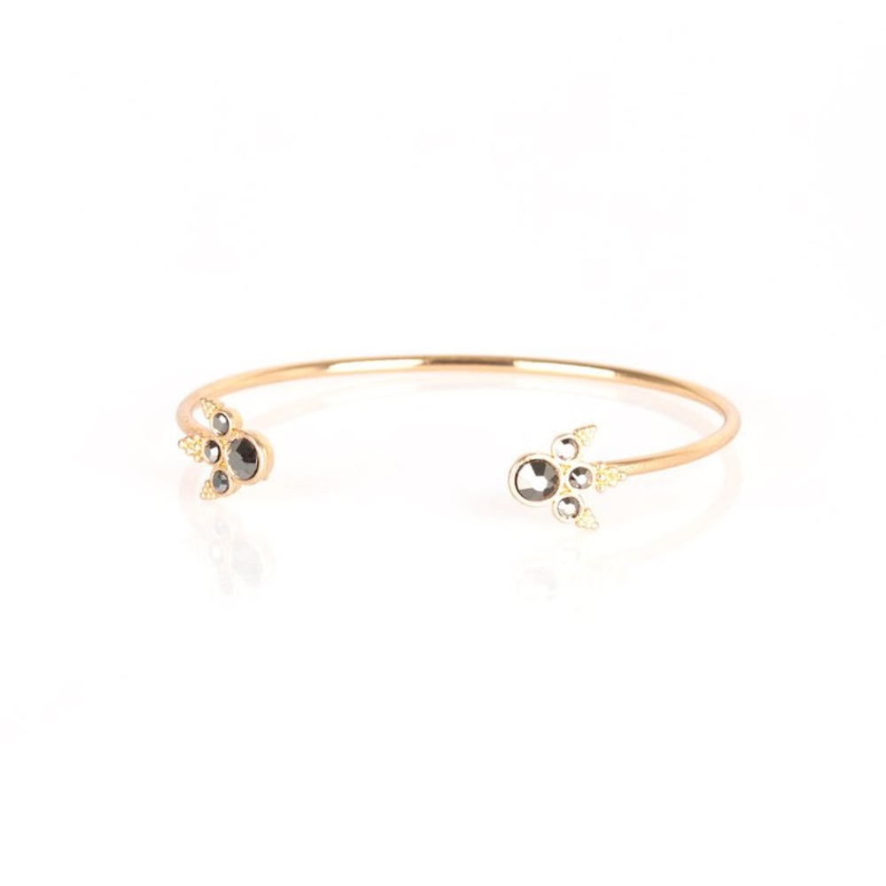 Dainty Hematite Gold Cuff Bracelet
